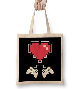Valentine's Day Video Game Controller Pixel Heart Bez Çanta Uzun Saplı