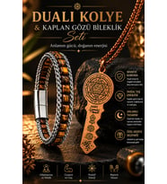 Dualı Anahtar Kolye ve Kaplan Gözü Taşlı Bileklik Seti Manevi Koruma Güç ve Bereket Özel Hediye Seti