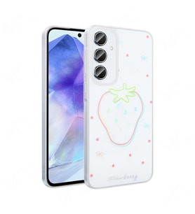 Galaxy A16 Kılıf Şeffaf Figürlü Folk Sert Kılıf Çilek