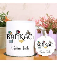 Bankacılara Özel  Kupa Bardak ve Anahtarlık Hediye Seti (Model 1)