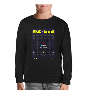 Pac-Man - Get Ready Siyah Çocuk Sweatshirt