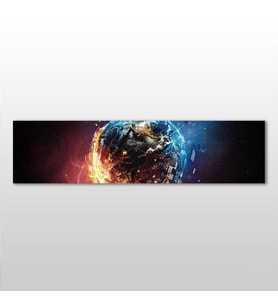 Dünya Ateş Ve Su Kanvas Tablo 300x100cm (Karışık)