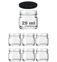 29 ml Metal Siyah Kapaklı 29 Cc Küçük Numune Cam Kavanoz 6 Adet (Şeffaf)