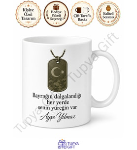 Asker Annesine Hediye İsimli Baskılı Kupa Bardak Asker Annesi Hediyesi