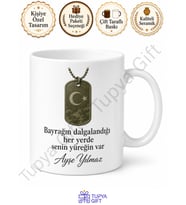 Asker Annesine Hediye İsimli Baskılı Kupa Bardak Asker Annesi Hediyesi