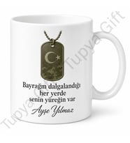 Asker Annesine Hediye İsimli Baskılı Kupa Bardak Asker Annesi Hediyesi