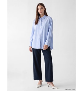 LCW Modest Lacivert Loose Fit Kadın Pileli Kumaş Pantolon