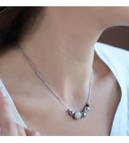 Zirkon Taşlı Charm Gümüş Kolye