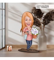 BK Gift Kişiye Özel Ev Hanımı Karikatürlü Büyük Boy Ahşap Biblo-2 Arkadaşa Hediye , Sevgiliye Hediye, Kişiye Özel Biblolar