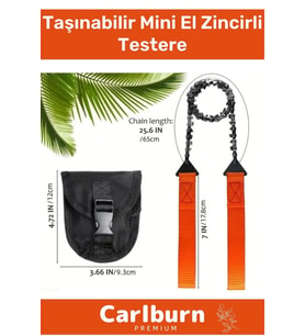 Özel Tasarım Hafif Kompakt Dayanıklı Saplı Pratik Taşınabilir Çantalı Mini El Zincirli Testere