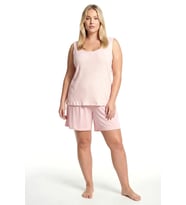 Kadın Büyük Beden Fitilli Şortlu Pijama Takımı – Pudra