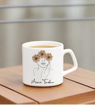 İsme Özel Minimal Çizgisel Kadın Temalı  Espresso Kupa Bardak