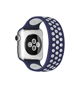 Mey İthalat® Watch 38Mm Ayarlı Delikli Silikon Kordon - Lacivert-Beyaz