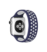Mey İthalat® Watch 38Mm Ayarlı Delikli Silikon Kordon - Lacivert-Beyaz