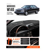 e-biz MERCEDES W140 (1991-1998) Uyumlu Torpido Koruma, Torpido Örtüsü, Torpido Kılıfı - Siyah-Gri - MB018