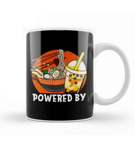 Powered By Ramen & Bubble Tea Anime Kawaii Boba Kupa Bardak Porselen