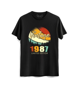 Vintage 1987 Retro Siyah Tshirt