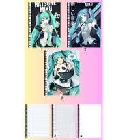 Hatsune mikuA4 defter 3 adet çizgili + kareli + çizgisiz büyük boy 21*29 cm süper set