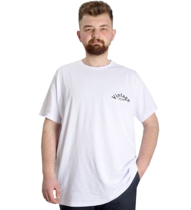 Mode XL Büyük Beden Erkek T-shirt VINTAGE 23144 Beyaz