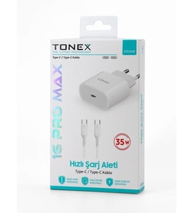 Tonex İOS35W Type-C To Type-C 35W  3.4A Yeni Nesil Şarj Aleti Seti (Beyaz)