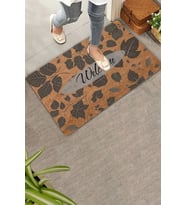 Valerine Life Ceviz Yaprakları Welcome Kapı Önü Paspası 45x70cm (Kahverengi)