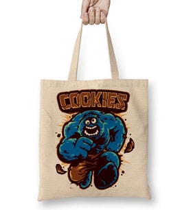 Cookie Monster Kurabiye Canavarı Hulk Bez Çanta Uzun Saplı