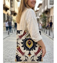 Dokuma Goblen Kumaş Çanta Kanvas Plaj Günlük Çanta