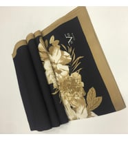 Çiçekli Desen Modal Seri Şal Eşarp Askısı ile Birlikte 75x200 cm Sarı Siyah-75x2
