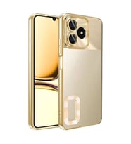 Coverzone Realme Note 50 ile uyumlu K?l?f Kamera Korumal? Logo G�steren Parlak renk kenar �izgileri ile ??k bir tasar?m Colored Z-Omega Kapak Gold