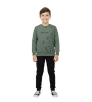 Erkek Çocuk Önü Baskılı Sweatshirt BGL-ST05245 (Açık Yeşil)