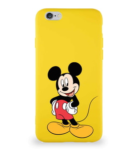 Apple iPhone 6 Soft Premier Kapak Mickey Mouse-E Tasarımlı Silikon Kılıf - Sarı (Şeffaf)