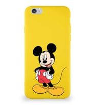 Apple iPhone 6 Soft Premier Kapak Mickey Mouse-E Tasarımlı Silikon Kılıf - Sarı (Şeffaf)