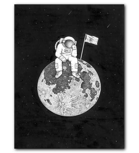 Cakatablo MDF (Ahşap) Tablo Astronot Uzay Sanat Gezegen,