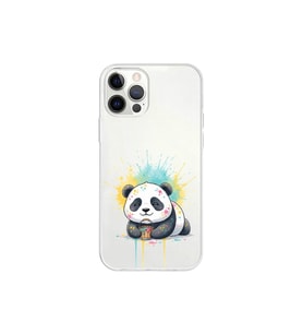 iPhone 12 Pro ile Uyumlu Splash Panda Tasarımlı Şeffaf Silikon Kılıf