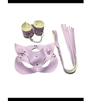 Fantezia Night Fantezi Deri Lila Kedi Maske Kelepçe Kırbaç Seti ( 3’lü set) TG275370