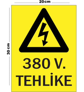 Metal 380v Tehlike 20cm x 30cm A4 Büyüklüğünde Uyarı Levhası Yönlendirme Tabelası