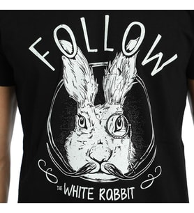 Bant Giyim - White Rabbit Tavşan Siyah Erkek T-shirt Tişört