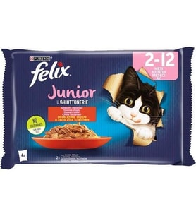 Felix Sığır ve Tavuk Yavru Kedi Maması 85 Gr 4 X 12 Adet (Kahverengi)
