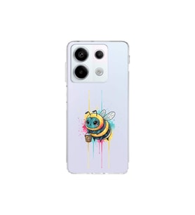Redmi Note 13 Pro 5G ile uyumlu Splash arı tasarımlı şeffaf silikon kılıf