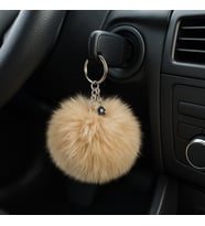 Peluş Pofuduk Ponpon Puf Camel Tüylü Nazar Boncuklu Ev Ofis Araba Telefon Cüzdan Çanta Anahtarlık Gold Aksesuar (Lacivert - Camel Rengi)