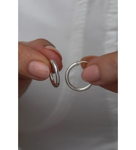 925 Ayar Gümüş Rodyumlu 14 mm Halka Küpe