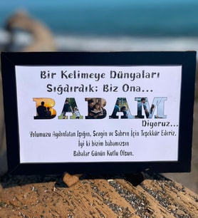 Babalar Gününe Özel Kişiye Özel Fotoğraflı "BABAM" Tasarımlı Çerçeve