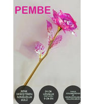 Anneler Günü Sonsuzluk Gülü Rengarenk Hologramlı Gül Sevgiliye Hediye 24 Cm Pembe