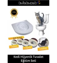 Premium Seri Klozet Alıştırma Kapağı Kum Kabı WC Yavru Yetişkin Kedi Hijyenik Tuvalet Eğitim Seti