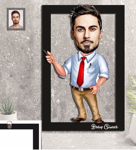 Kişiye Özel Öğretmen Karikatürlü 3D Ahşap Tablo 30x47 Bay-16