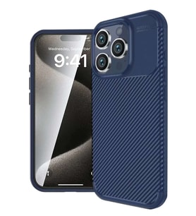 iPhone 16 Pro Max Kılıf Auto Focus Karbon Kapak - Lacivert