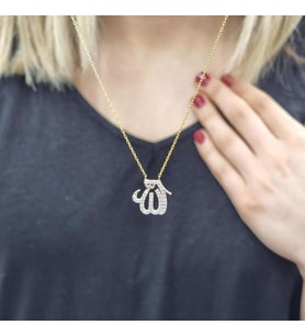 Allah Gold Kaplama 925 Ayar Zirkon Taşlı Gümüş Kolye (Karışık)