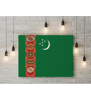 Türkmenistan Bayrağı Kanvas Tablo 40x55cm Dekoratif Tablo