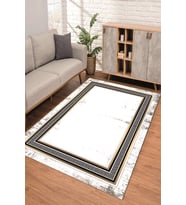 Dijital Kaymaz Taban Yıkanabilir Renkli Salon Halısı Mutfak Halısı Yolluk ND-SD-780 (Beyaz)