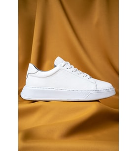 Beyaz Casual Bağcıklı Deri Sneakers